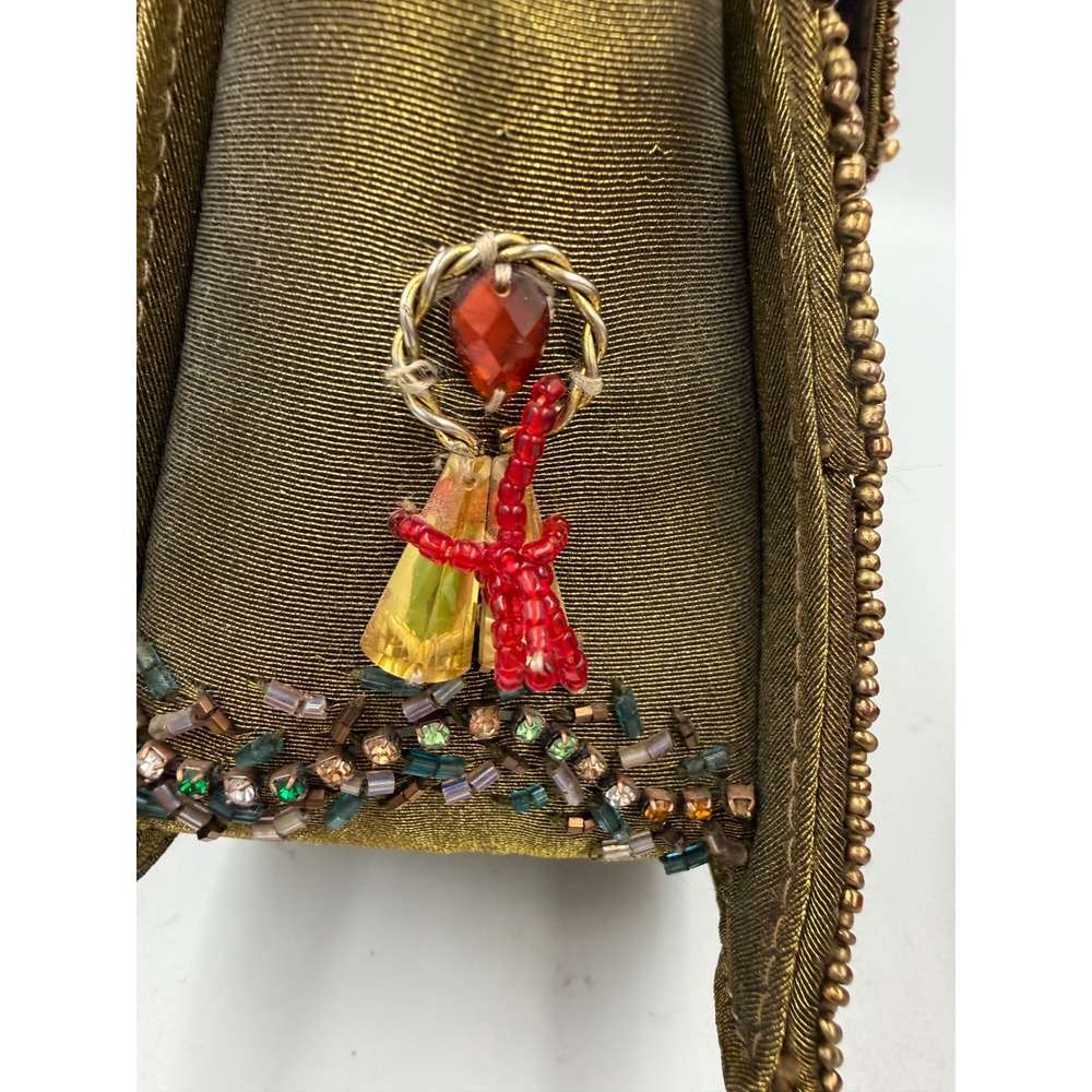 Mary Frances Christmas Tree Beaded Jeweled Novelty Handbag Green Holiday Clutch - Picture 7 of 12